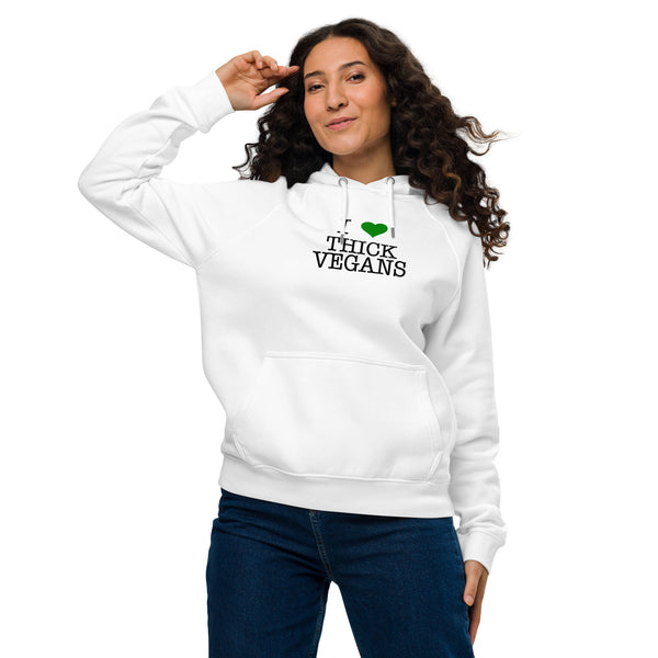 Unisex Eco Raglan Hoodie with White Design