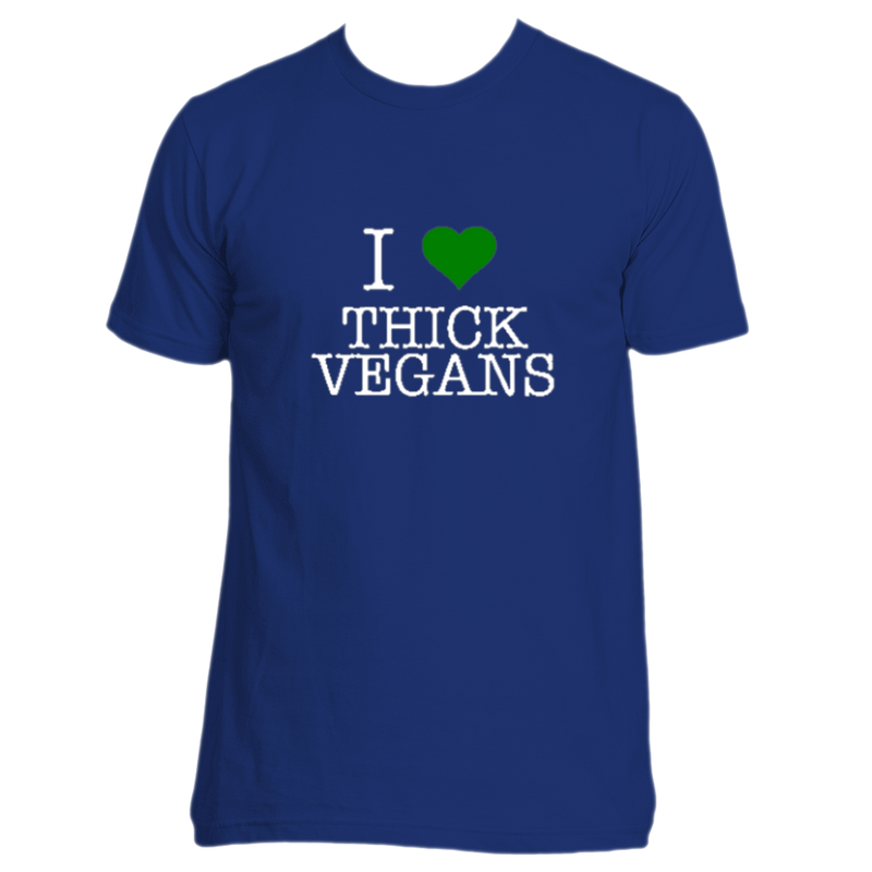 I love Thick Vegans Male Short Sleeve with White Design