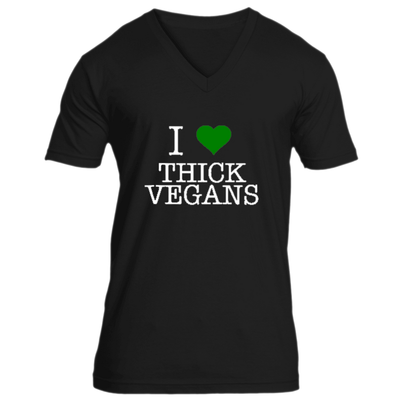 I Love Thick Vegans Unisex V-Neck with White Design