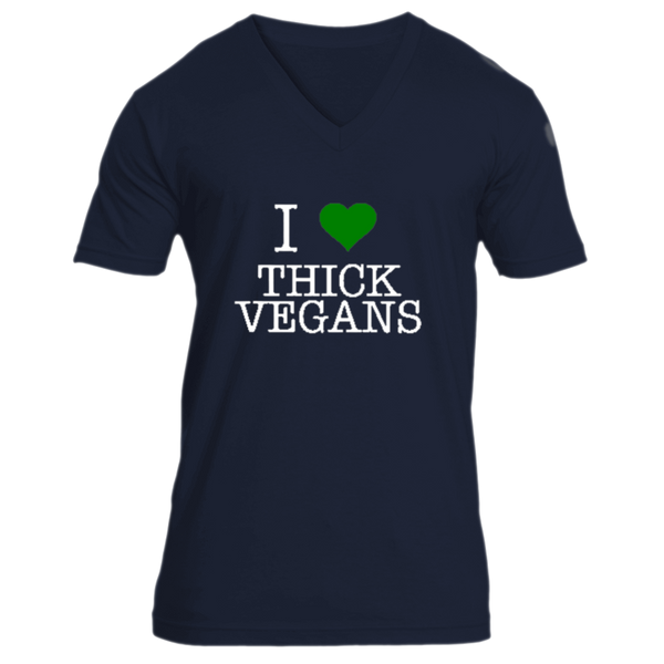 I Love Thick Vegans Unisex V-Neck with White Design