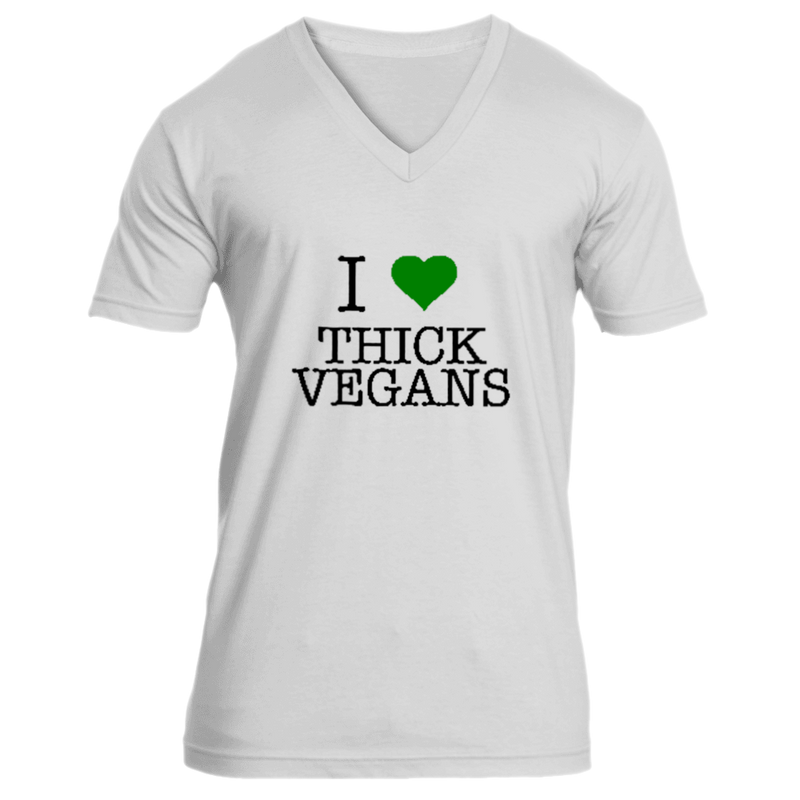I Love Thick Vegans Unisex V-Neck with Black and Green design