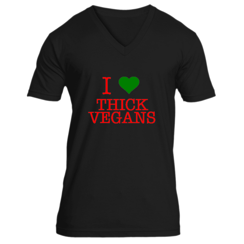 I Love Thick Vegans V-Neck with Red and Green Design