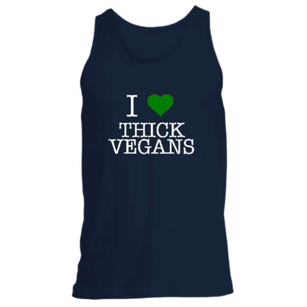 I Love Thick Vegans Unisex Tank Top with White Design